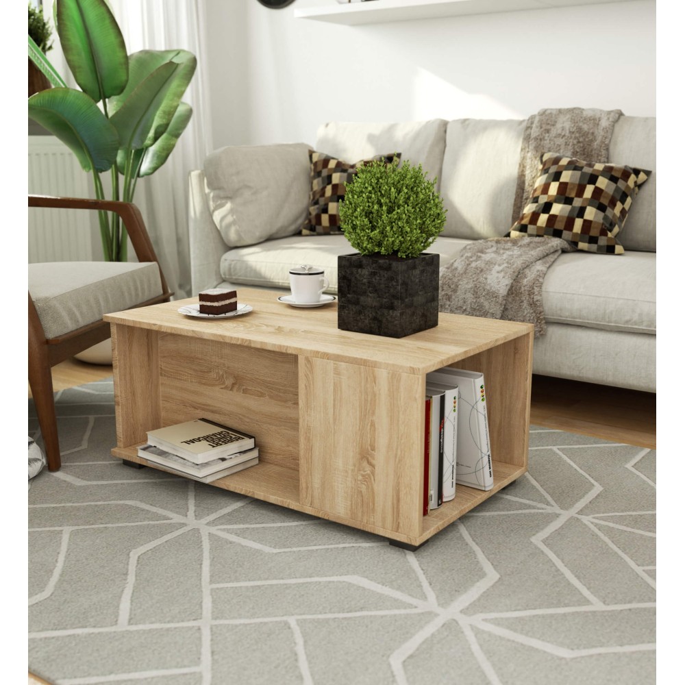 Table basse PAVIOLA Bois 90x51x38 cm avec rangement