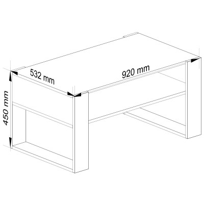 Table basse GENI rangement Bois pied Noir Metal 92x53x45 Cm