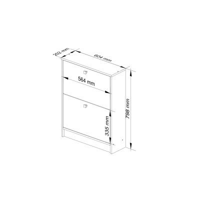 Meuble à Chaussures MIRA 2 Portes 2 Étagères 60x20x80 Cm Blanc facade Bois naturel