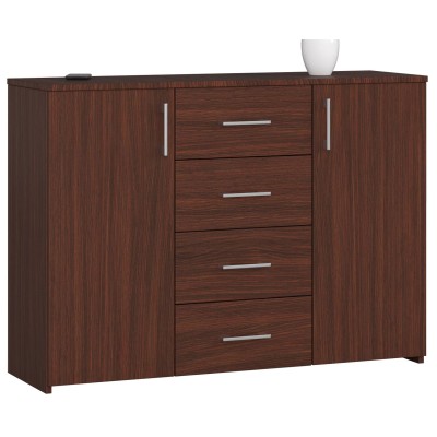 Commode Buffet MARUS 4 tiroirs 2 portes 110 x 35 x 80 cm Marron