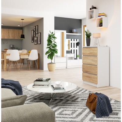 Commode LOLA 4 Tiroirs 60x99x40 cm Blanc Sonoma