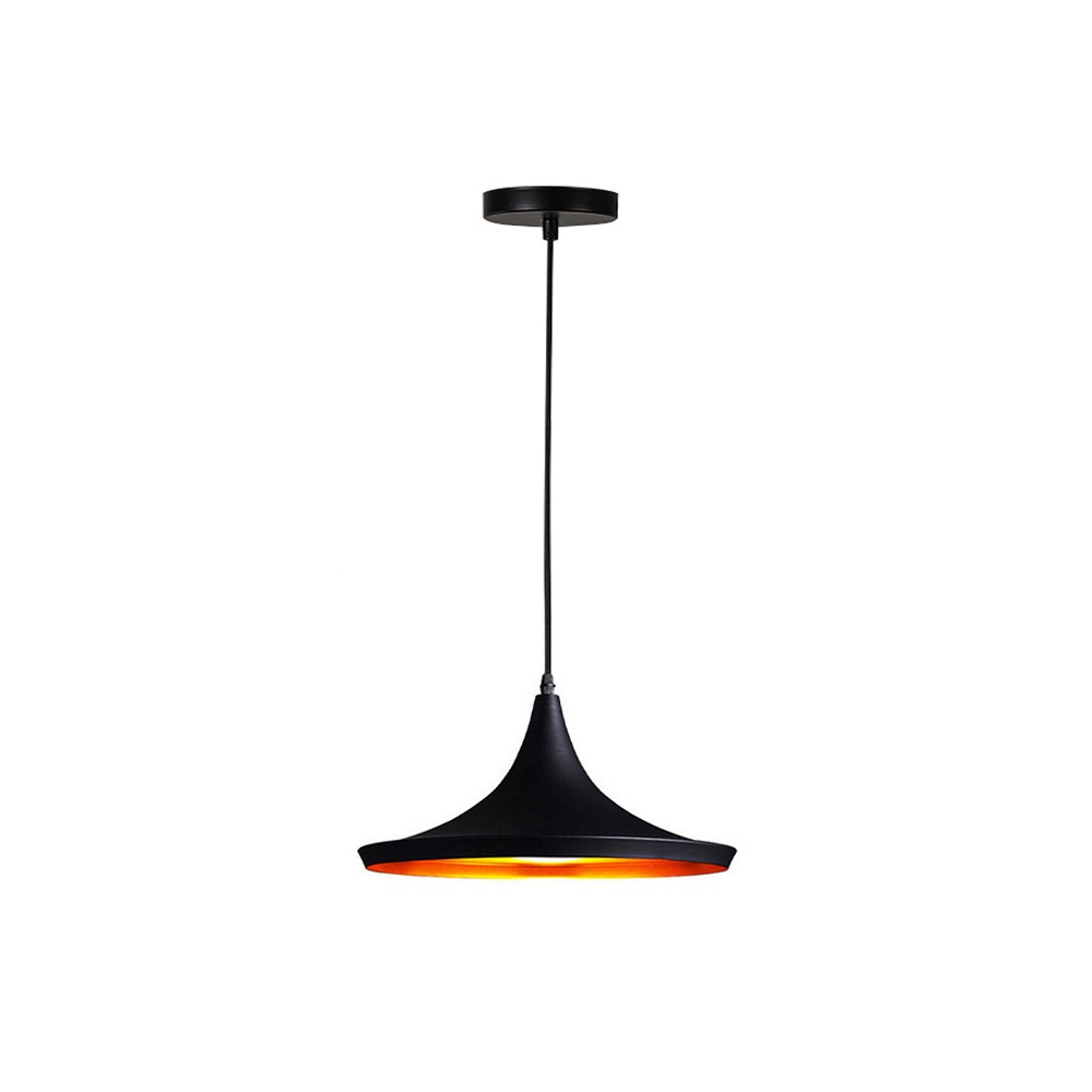 Plafonnier suspension luminaire en métal noir doré  36x18 cm
