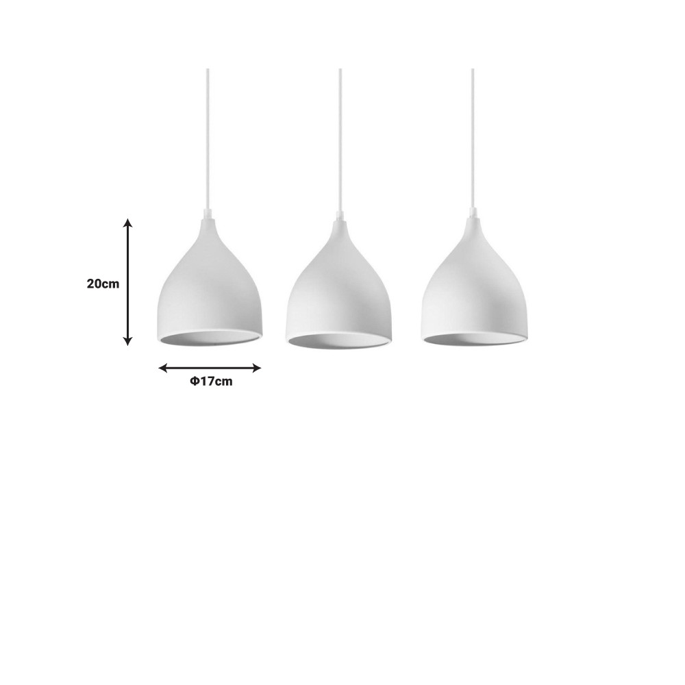 Plafonnier suspension luminaire métal blanc 50x20 cm

