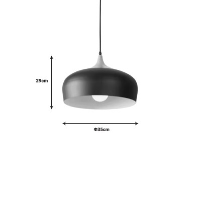 Plafonnier suspension luminaire métal noir 35x29 cm
