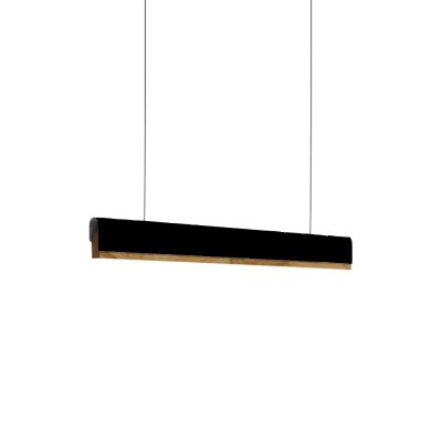 Plafonnier suspension luminaire led noir métal bois 120x7,5 cm
