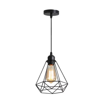 Plafonnier suspension luminaire métal noir 20,5x25 cm
