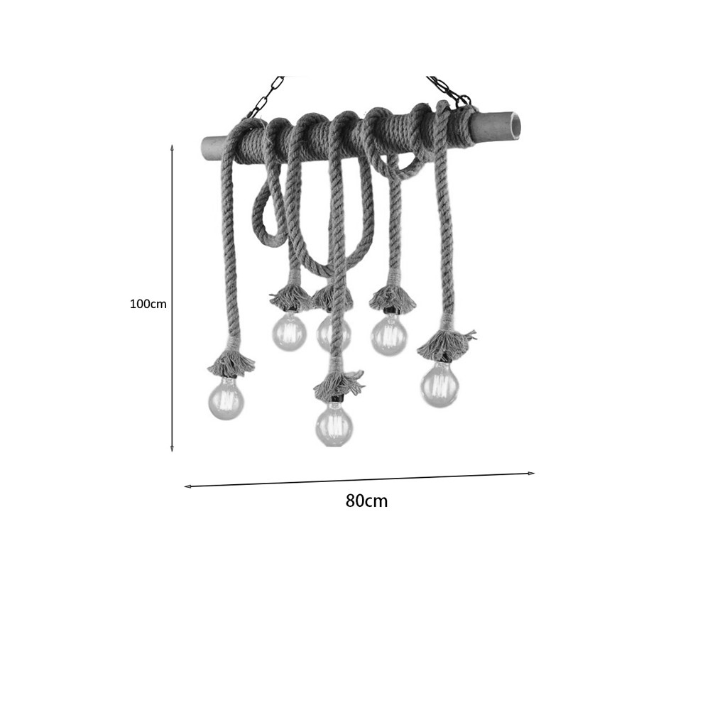 Plafonnier suspension luminaire corde 80x15x100 cm
