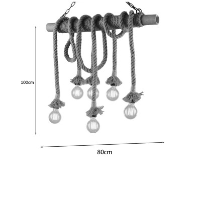 Plafonnier suspension luminaire corde 80x15x100 cm
