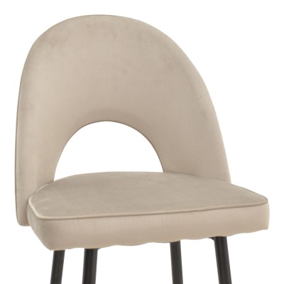 Tabouret de bar  velours beige pied métal doré 48x50x117cm
