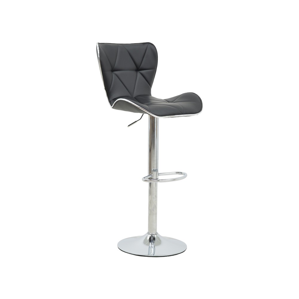 Tabouret de bar noir pied  en simili cuir chrome 53x44x114 cm
