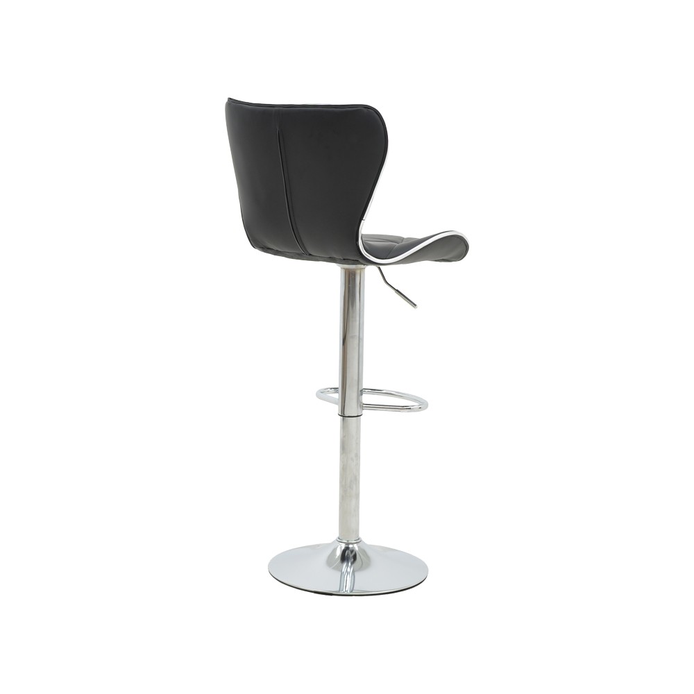 Tabouret de bar noir pied  en simili cuir chrome 53x44x114 cm
