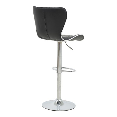 Tabouret de bar noir pied  en simili cuir chrome 53x44x114 cm
