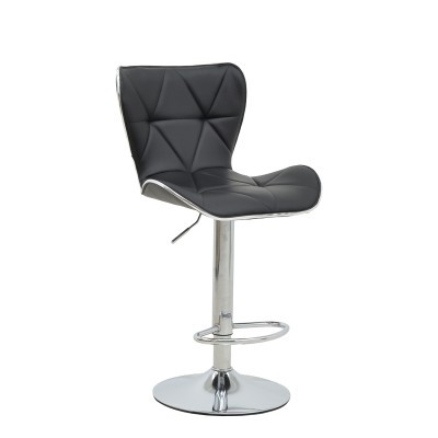 Tabouret de bar noir pied  en simili cuir chrome 53x44x114 cm
