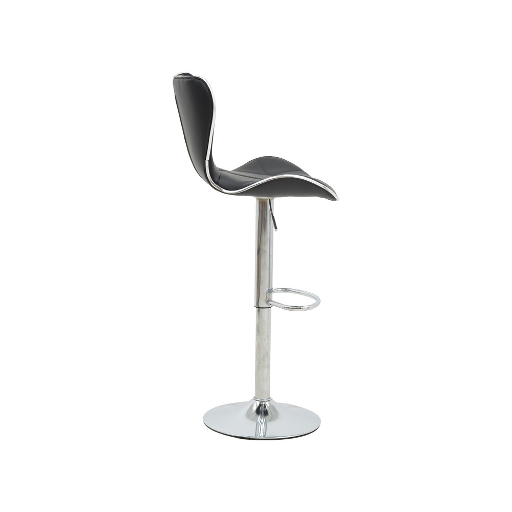 Tabouret de bar noir pied  en simili cuir chrome 53x44x114 cm

