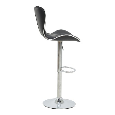 Tabouret de bar noir pied  en simili cuir chrome 53x44x114 cm
