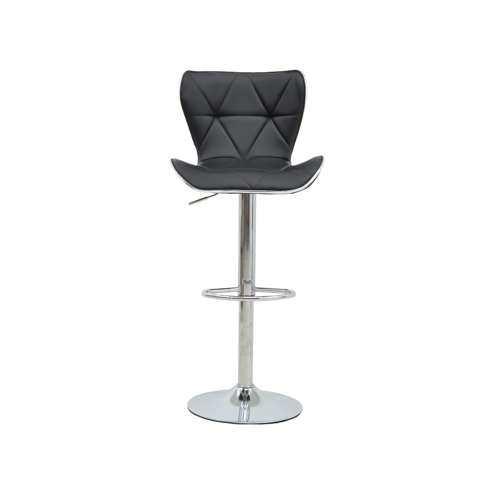 Tabouret de bar noir pied  en simili cuir chrome 53x44x114 cm
