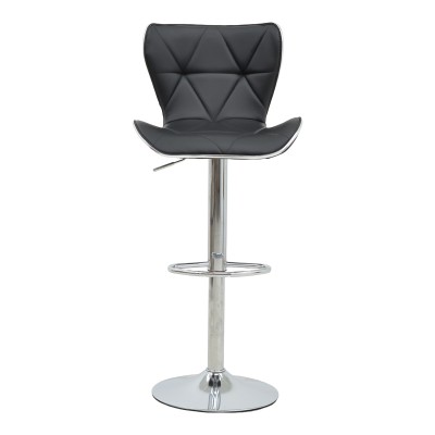 Tabouret de bar noir pied  en simili cuir chrome 53x44x114 cm
