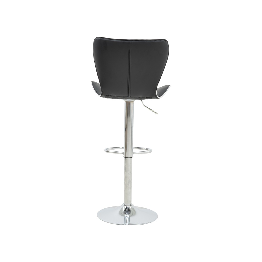 Tabouret de bar noir pied  en simili cuir chrome 53x44x114 cm
