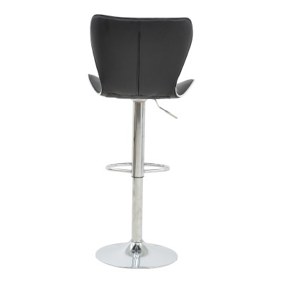 Tabouret de bar noir pied  en simili cuir chrome 53x44x114 cm
