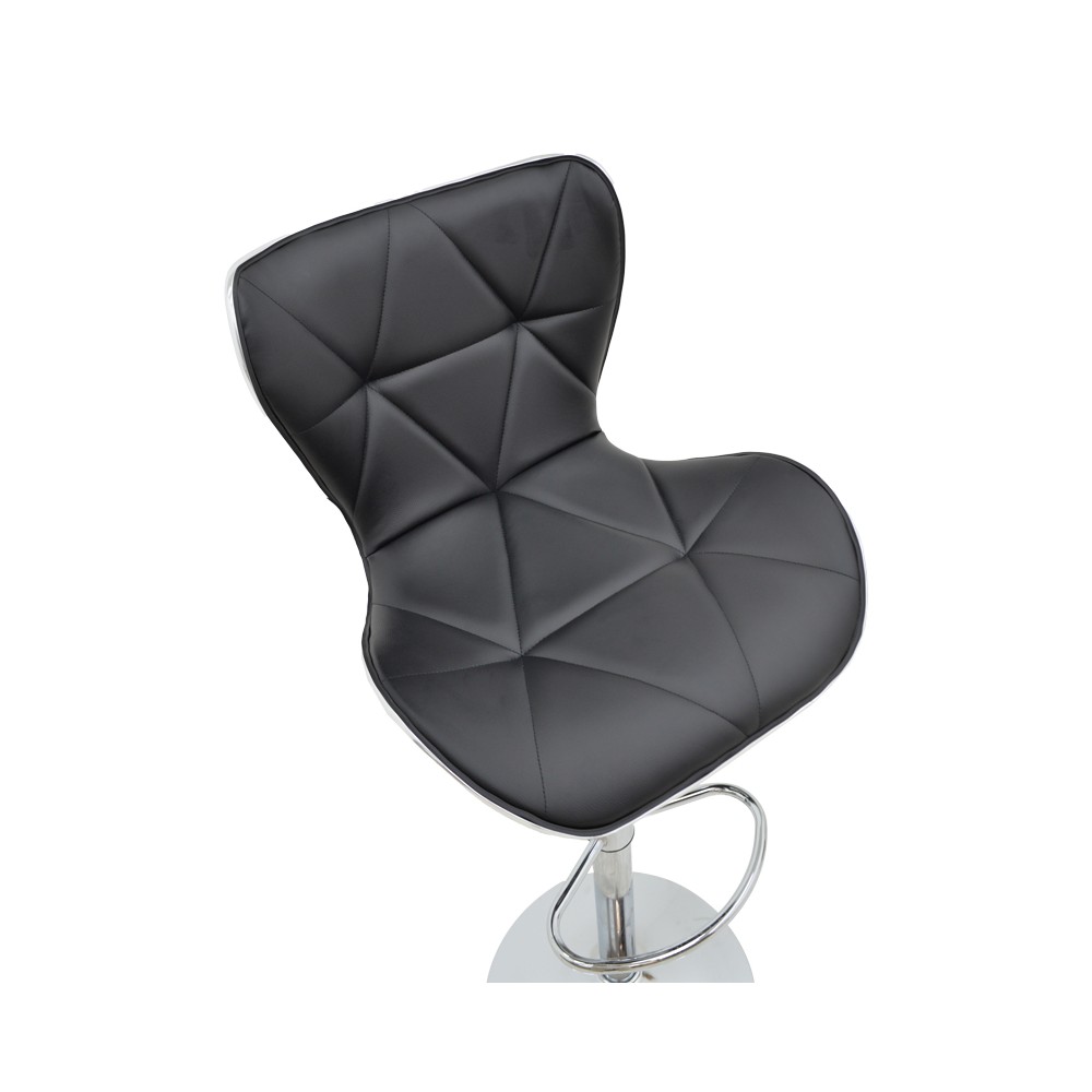 Tabouret de bar noir pied  en simili cuir chrome 53x44x114 cm

