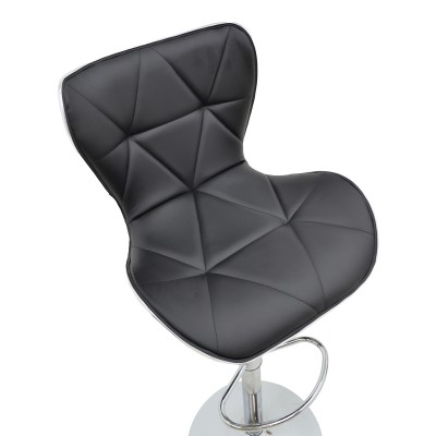 Tabouret de bar noir pied  en simili cuir chrome 53x44x114 cm
