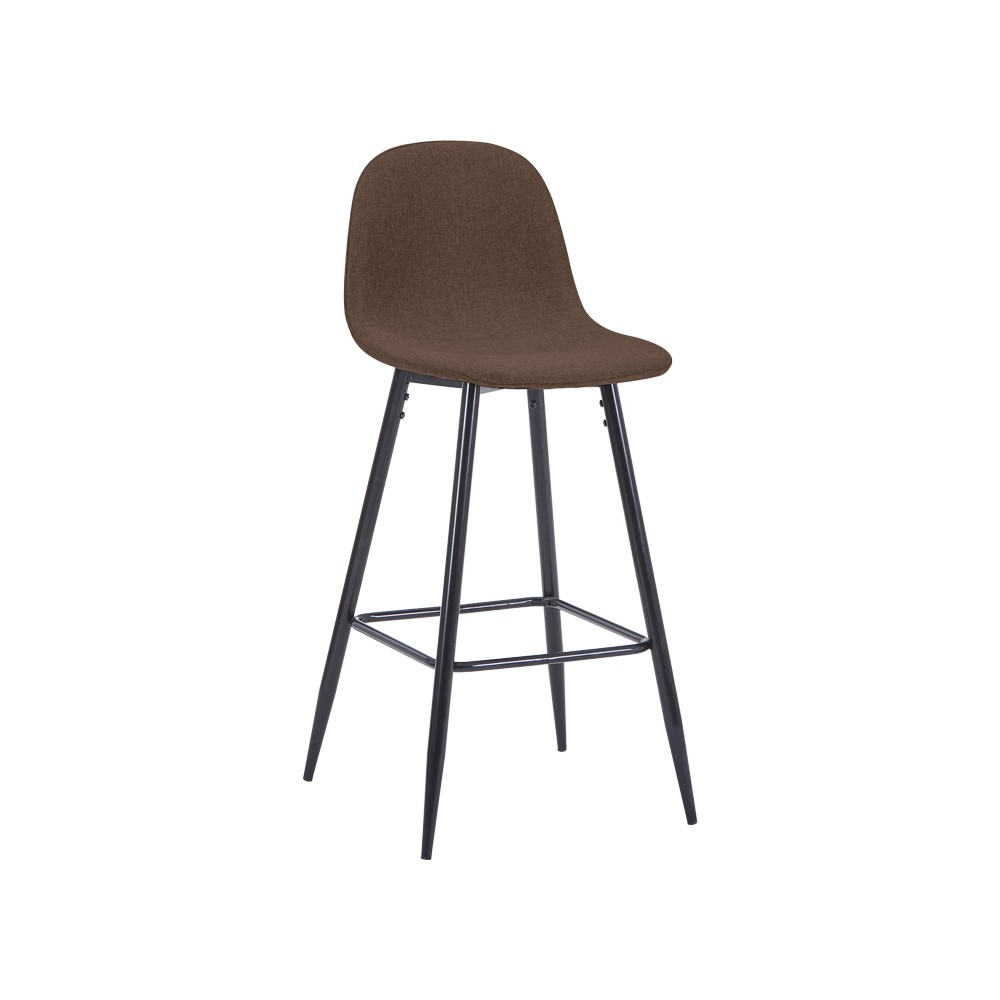 Tabouret de bar  tissu marron pied métal noir 41x47x93 cm
