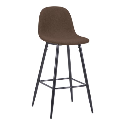 Tabouret de bar  tissu marron pied métal noir 41x47x93 cm
