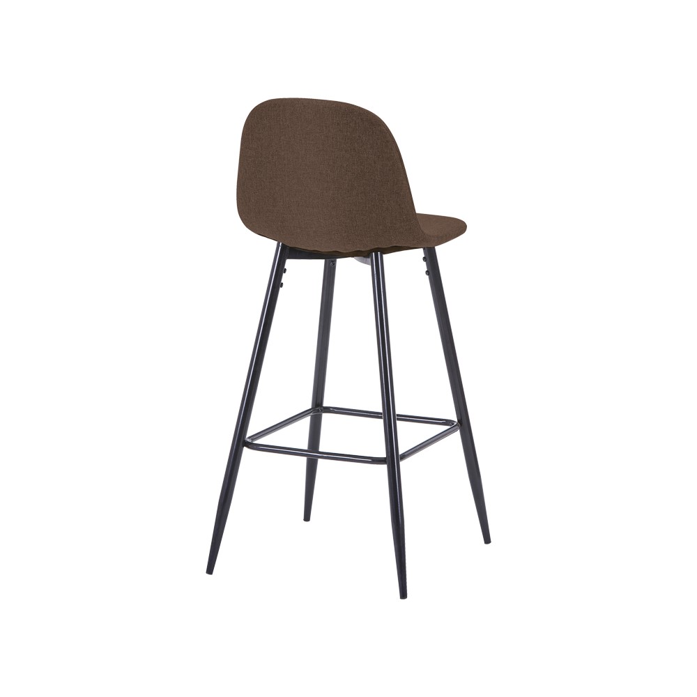 Tabouret de bar  tissu marron pied métal noir 41x47x93 cm
