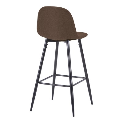 Tabouret de bar  tissu marron pied métal noir 41x47x93 cm
