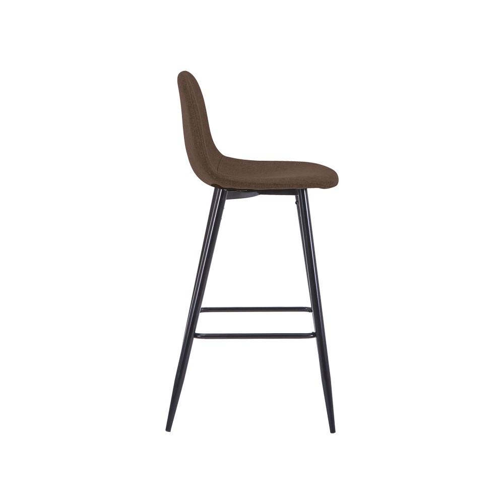 Tabouret de bar  tissu marron pied métal noir 41x47x93 cm
