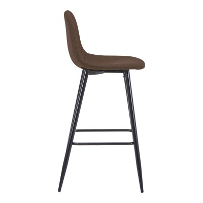 Tabouret de bar  tissu marron pied métal noir 41x47x93 cm
