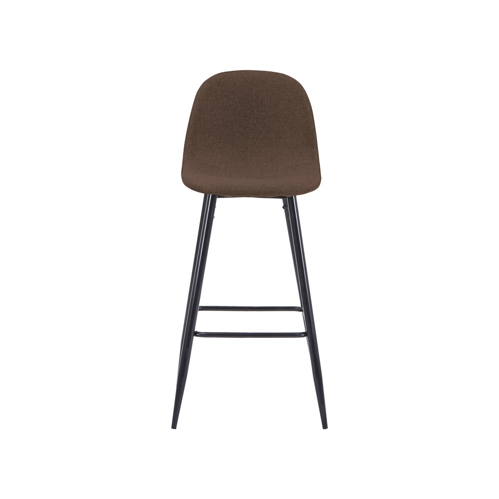 Tabouret de bar  tissu marron pied métal noir 41x47x93 cm
