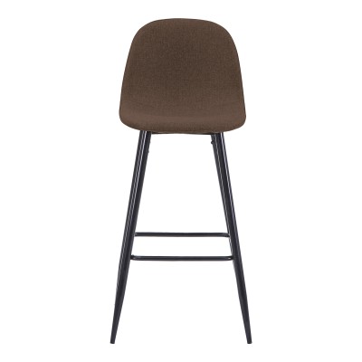 Tabouret de bar  tissu marron pied métal noir 41x47x93 cm
