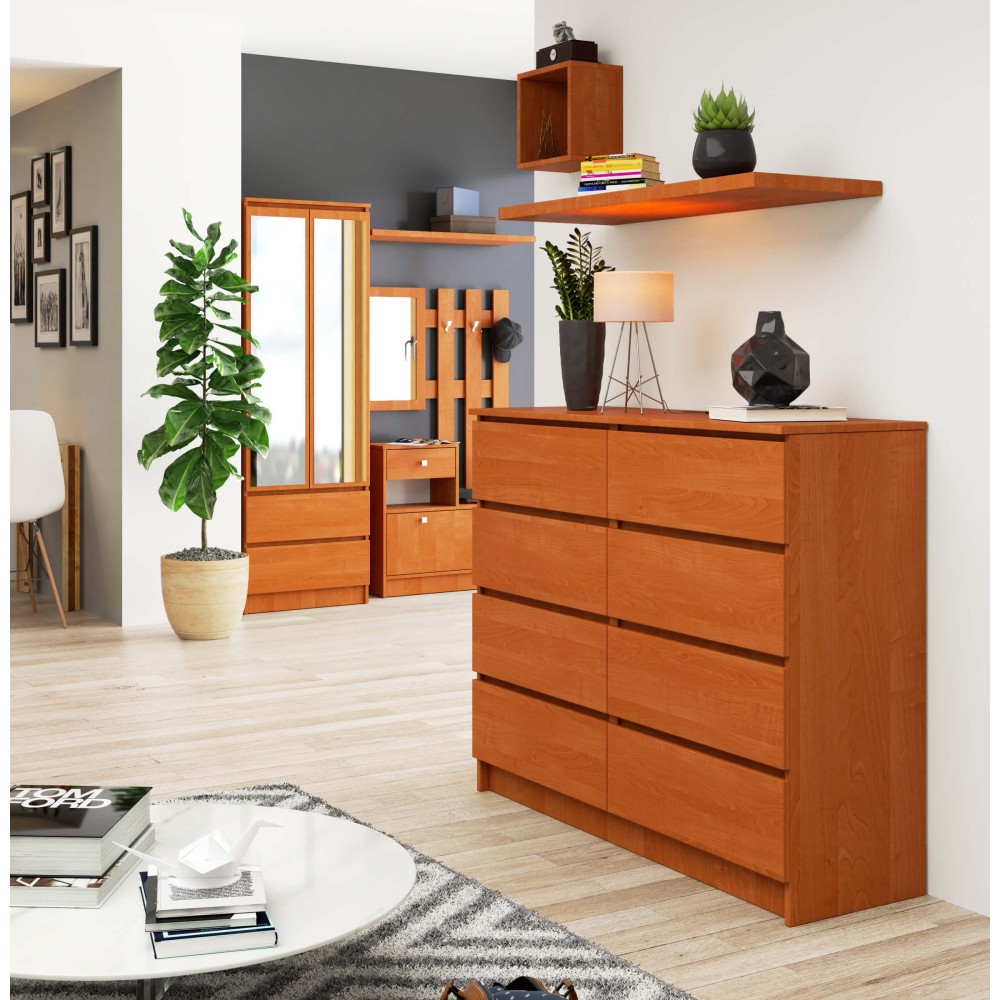 Commode LOUISA  8 Tiroirs Façade  Brillant 120x40x99 Cm