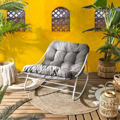 Fauteuil de jardin A Bascule Beige 78 x 73 x 108 cm