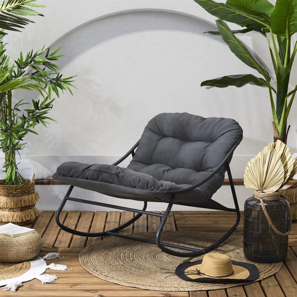 Fauteuil de jardin A Bascule Beige 78 x 73 x 108 cm