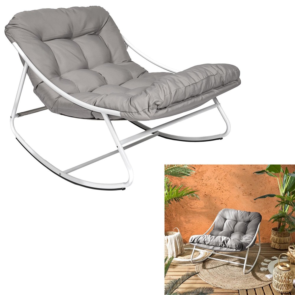 Fauteuil de jardin A Bascule Beige 78 x 73 x 108 cm