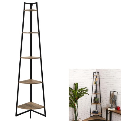 Etagere d'angle 5 Niveaux Bois Et Metal 180 x 34.5 x 34.5 cm