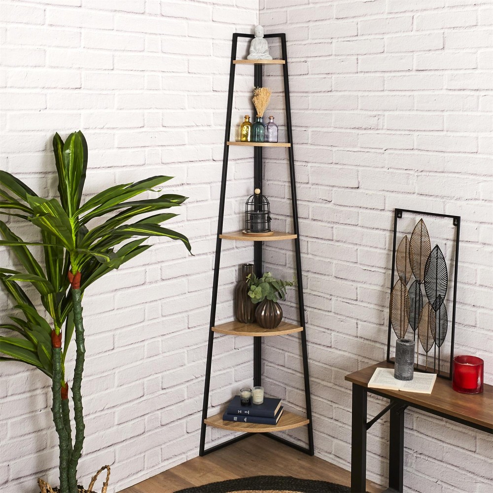 Etagere d'angle 5 Niveaux Bois Et Metal 180 x 34.5 x 34.5 cm