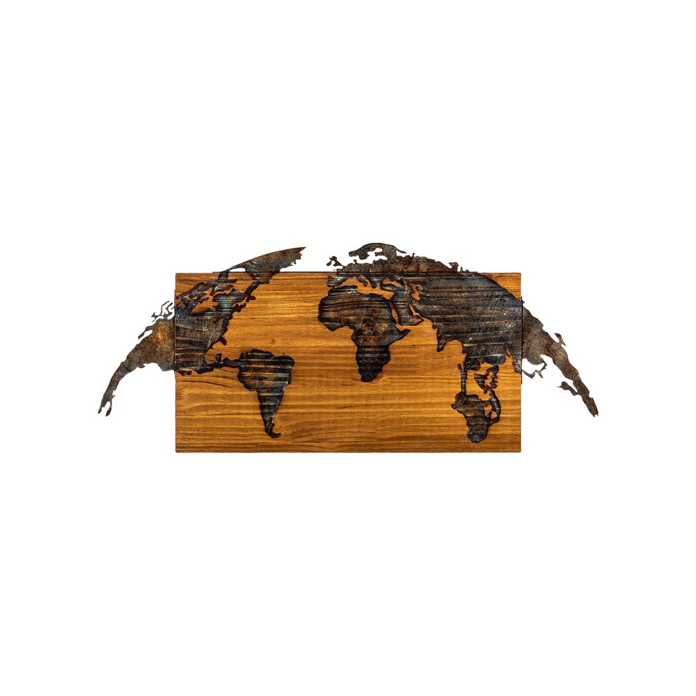 Décoration murale en bois de pin couleur naturelle et métal noir 83x3x38 cm
