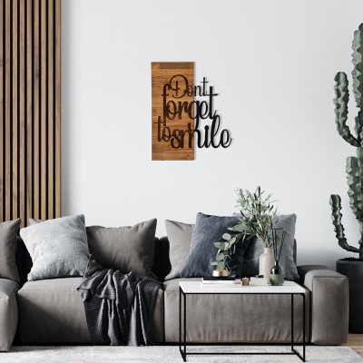 Décoration murale en bois de pin couleur naturelle et métal noir 47x3x58 cm