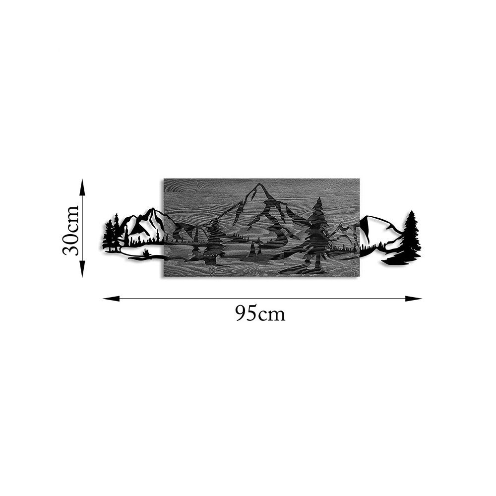 Décoration murale en bois de pin couleur naturelle et métal noir 95x3x30 cm