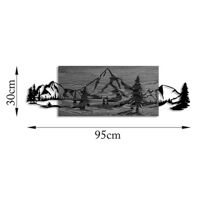 Décoration murale en bois de pin couleur naturelle et métal noir 95x3x30 cm