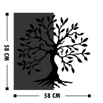 Décoration murale en bois de pin couleur naturelle et métal noir 58x3x58 cm
