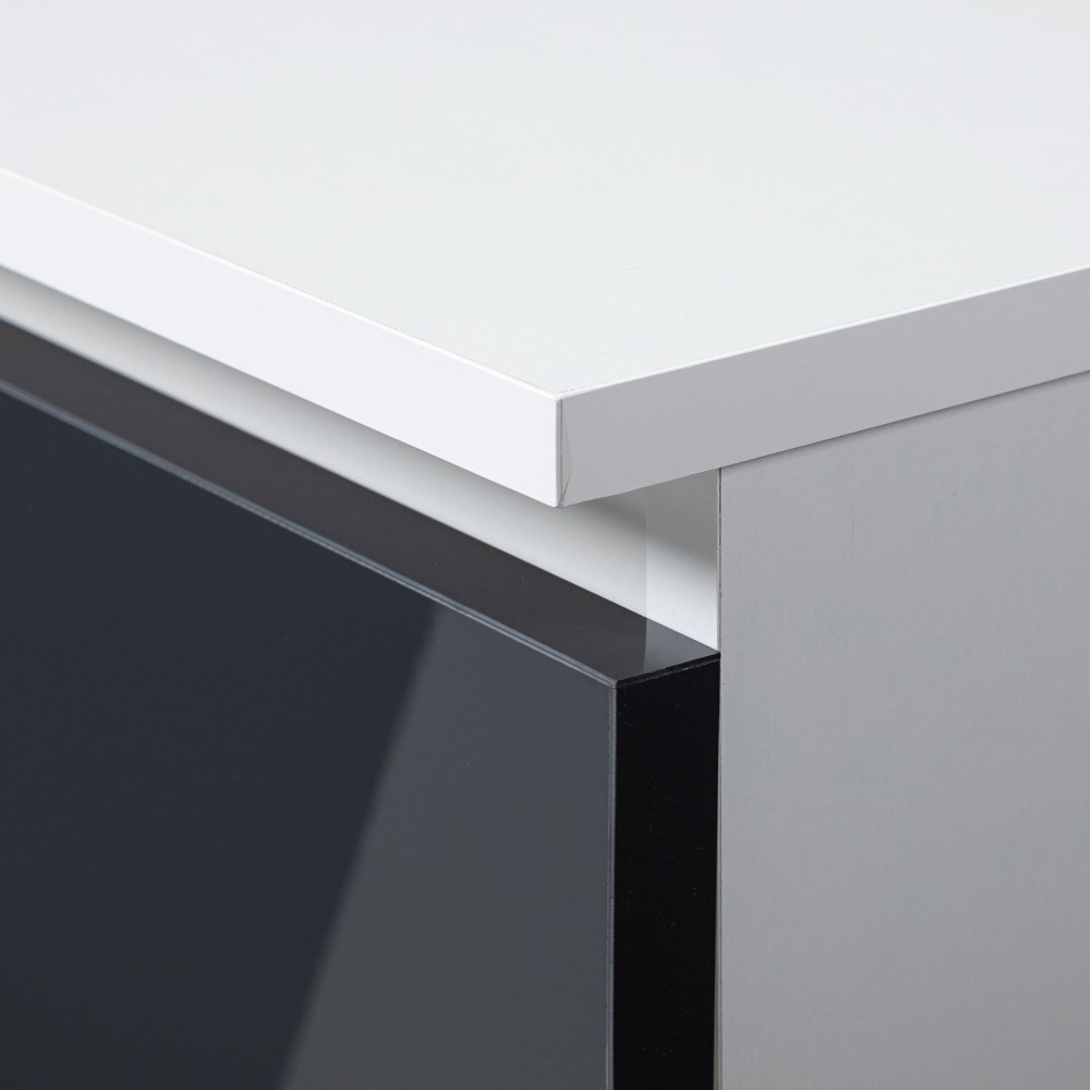 Commode Buffet MARUS 4 tiroirs 2 portes 110 x 35 x 80 cm Blanc Facade Anthracite brillant