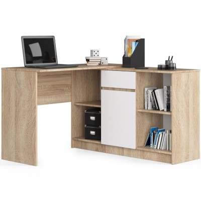 Commode ARONA 120 cm Bois 1 porte 1 tiroir façade Blanc 6 étagères 120x40x77 cm