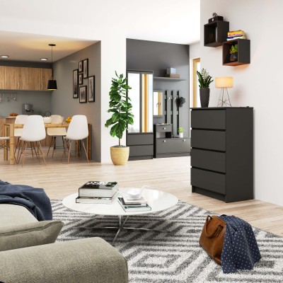 Commode LOLA 4 Tiroirs 60x99x40 cm Gris