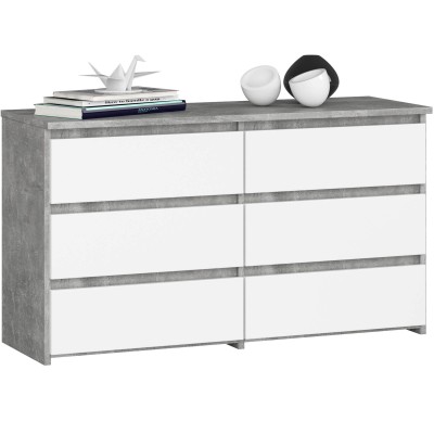 Commode NINA 100 cm, 6 tiroirs - béton blanc