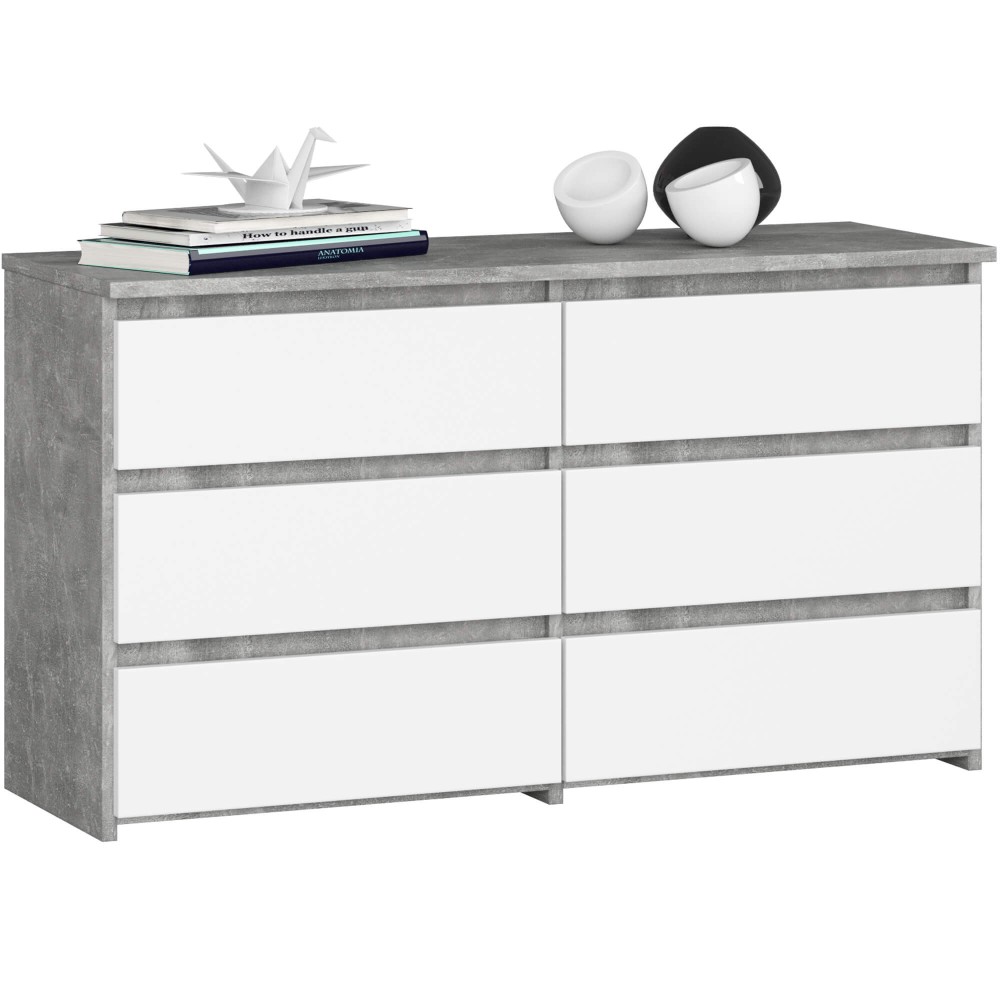 Commode NINA 100 cm, 6 tiroirs - béton blanc Commode NINA 100 cm, 6 tiroirs - béton blanc