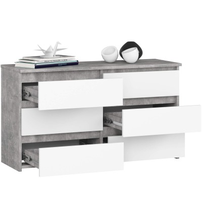 Commode NINA 100 cm, 6 tiroirs - béton blanc